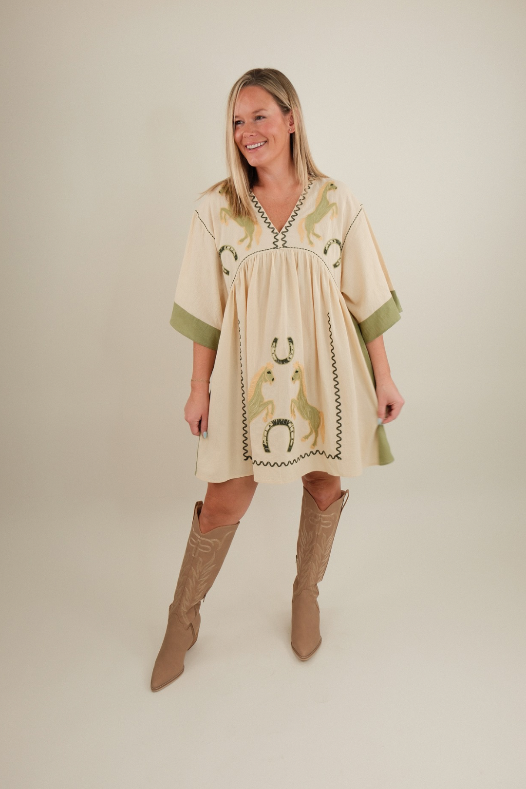 Saddle Song Embroidered Mini Dress