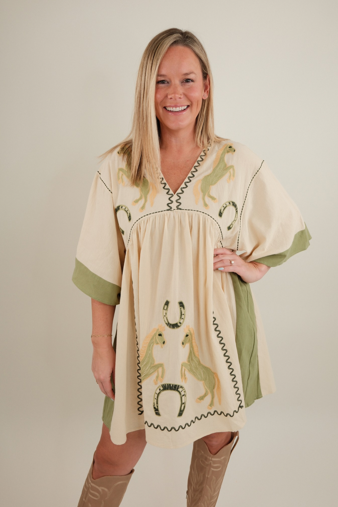 Saddle Song Embroidered Mini Dress