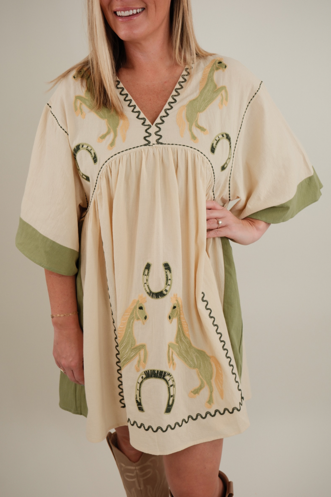 Saddle Song Embroidered Mini Dress