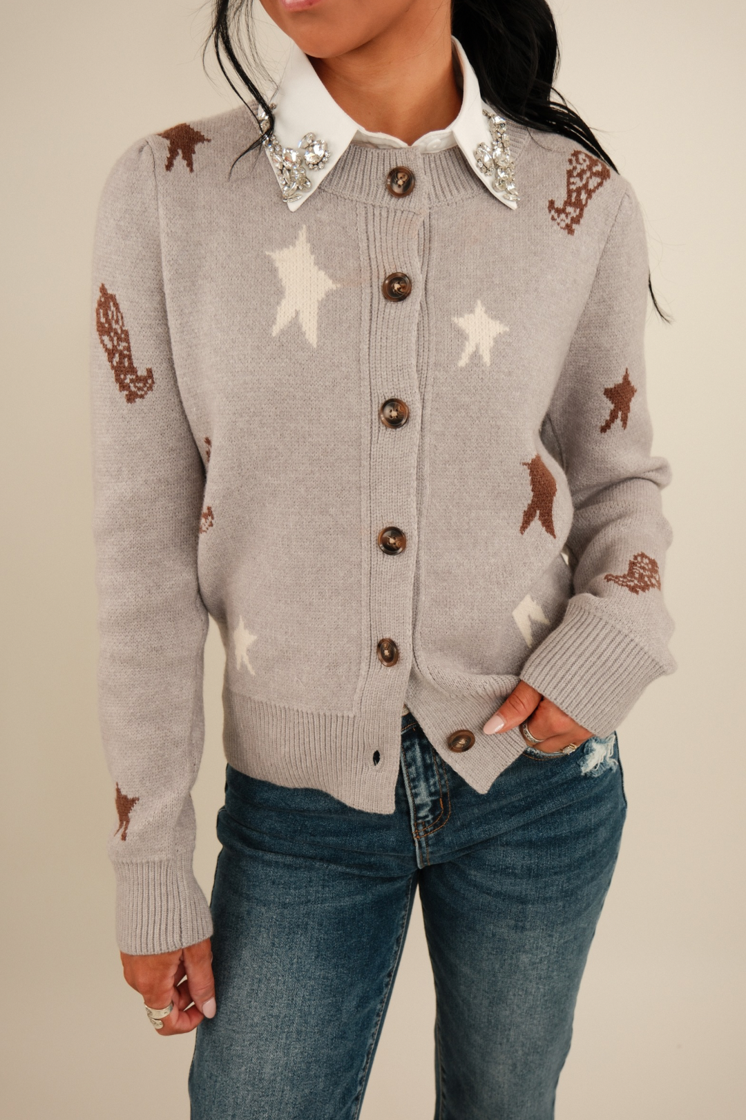 Starry Trail Cropped Cardigan