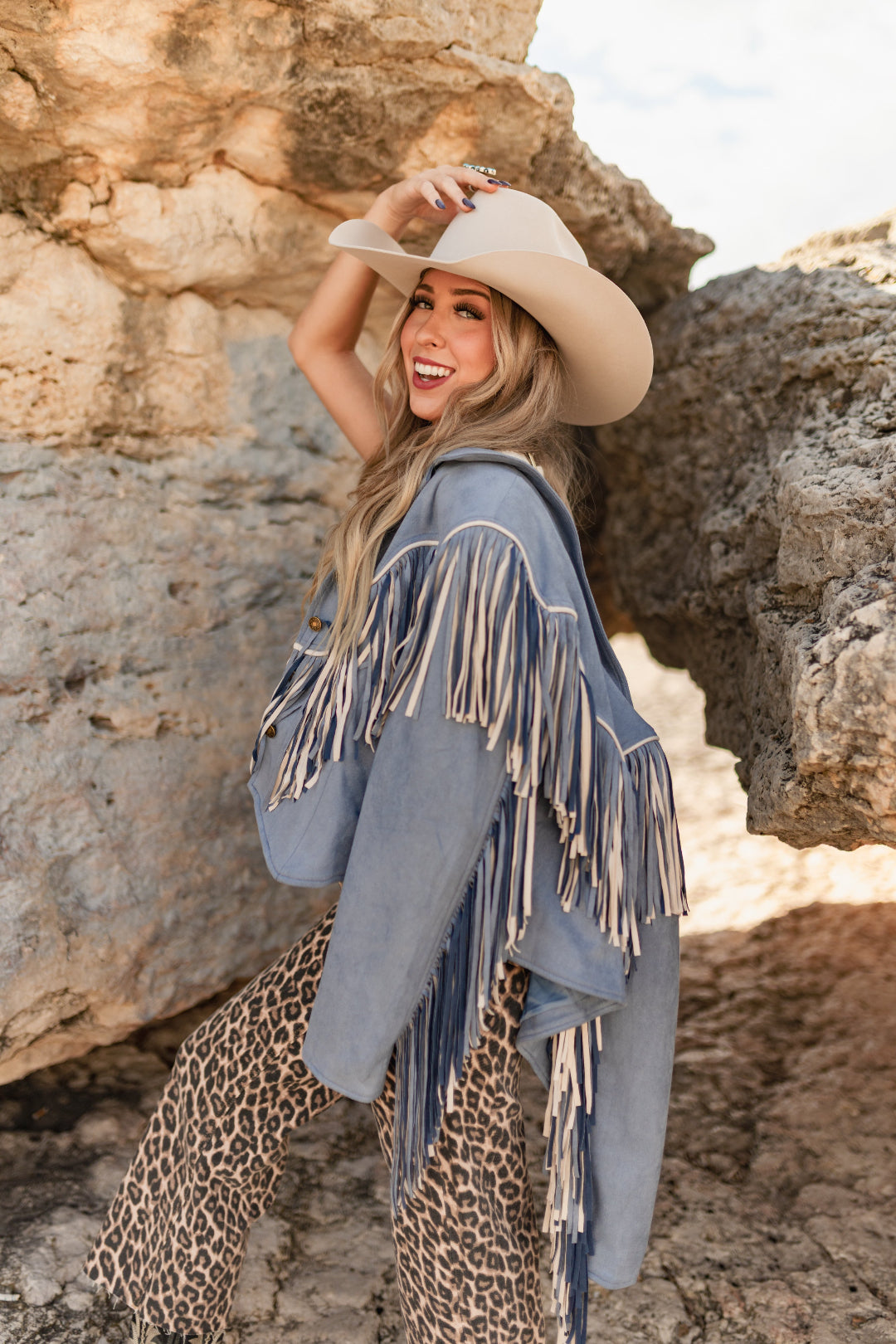 Bluebonnet Fringe Suede Jacket