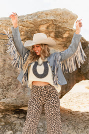 Bluebonnet Fringe Suede Jacket