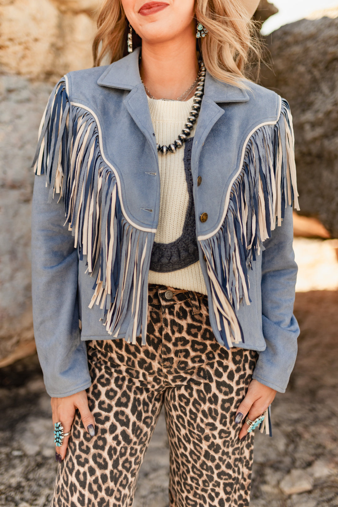 Bluebonnet Fringe Suede Jacket
