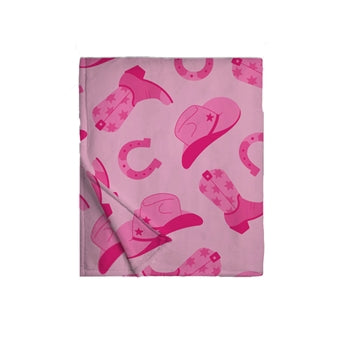 Yeehaw Pink Cowgirl Throw Blanket