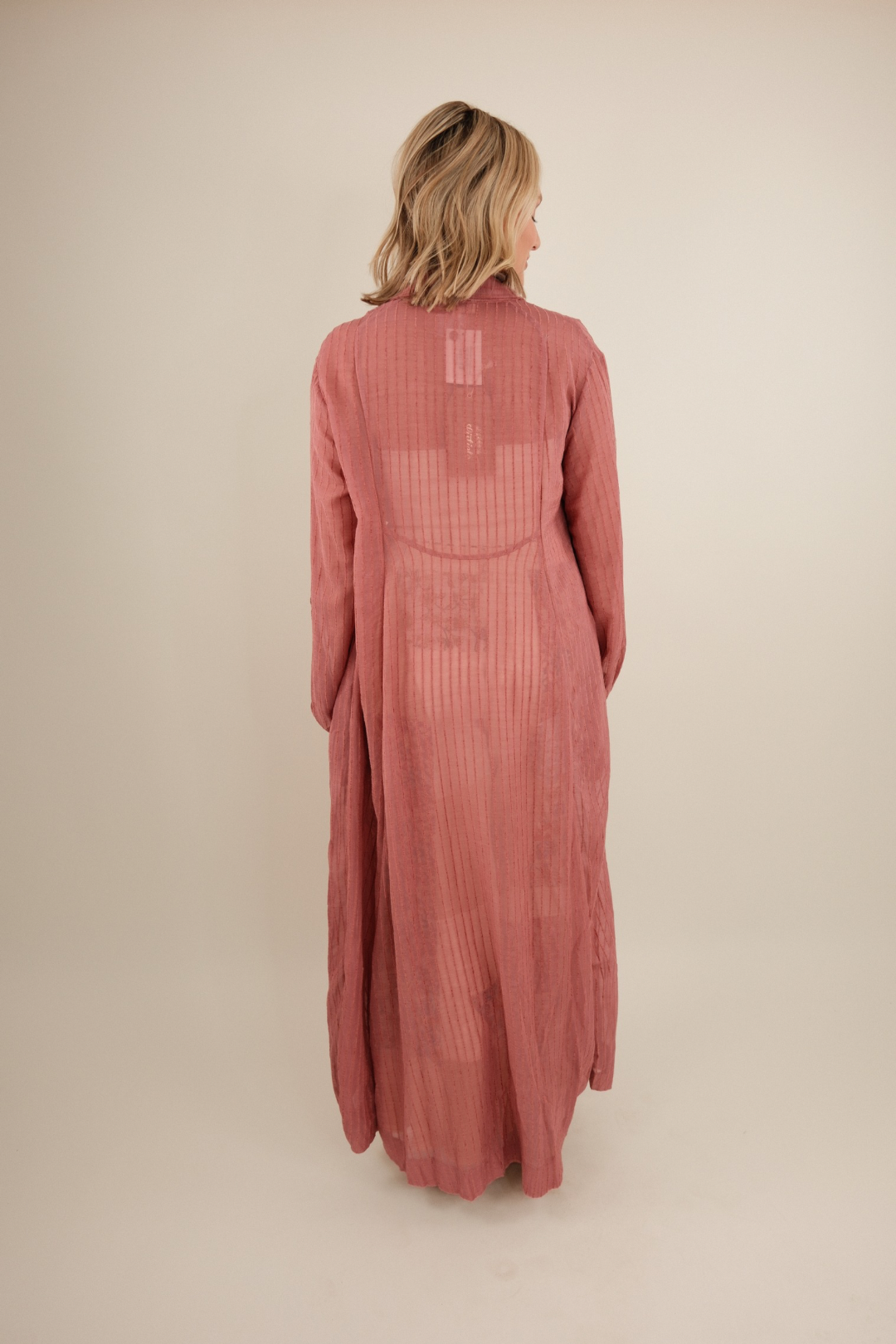 Back view of Stargazer Star Duster, semi-sheer gauzy fabric with a modern and feminine relaxed western silhouette.