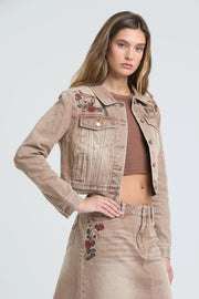 Rodeo Rose Cropped Denim Jacket