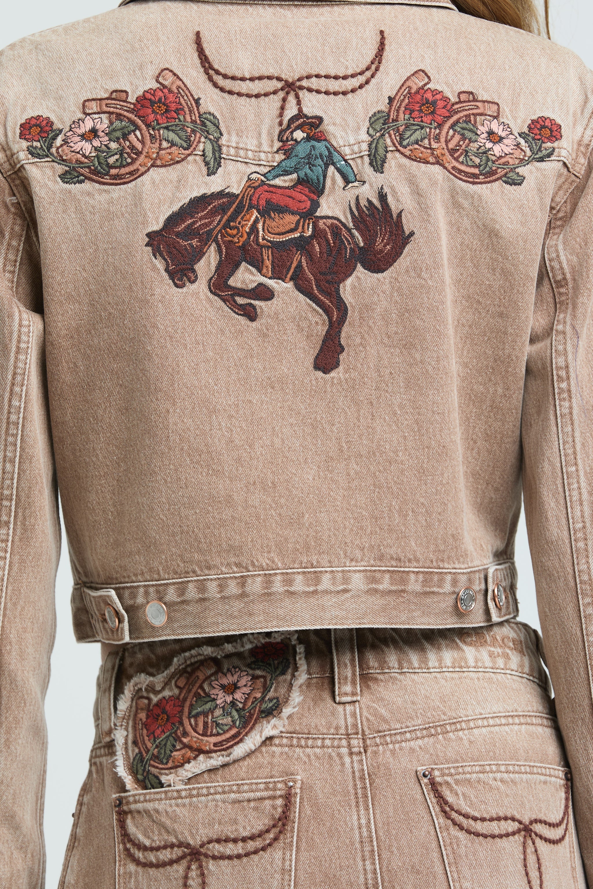 Rodeo Rose Cropped Denim Jacket