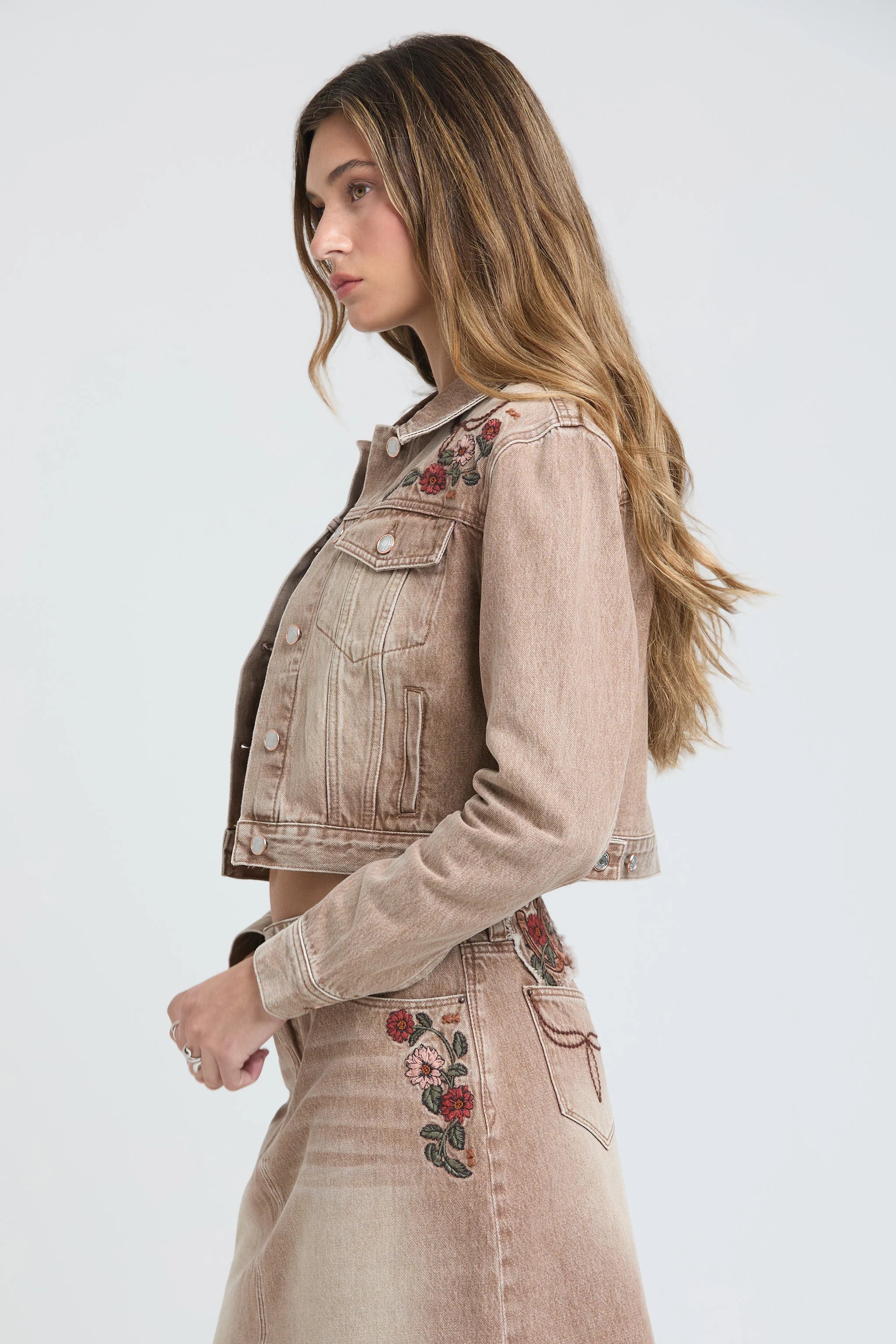 Rodeo Rose Cropped Denim Jacket
