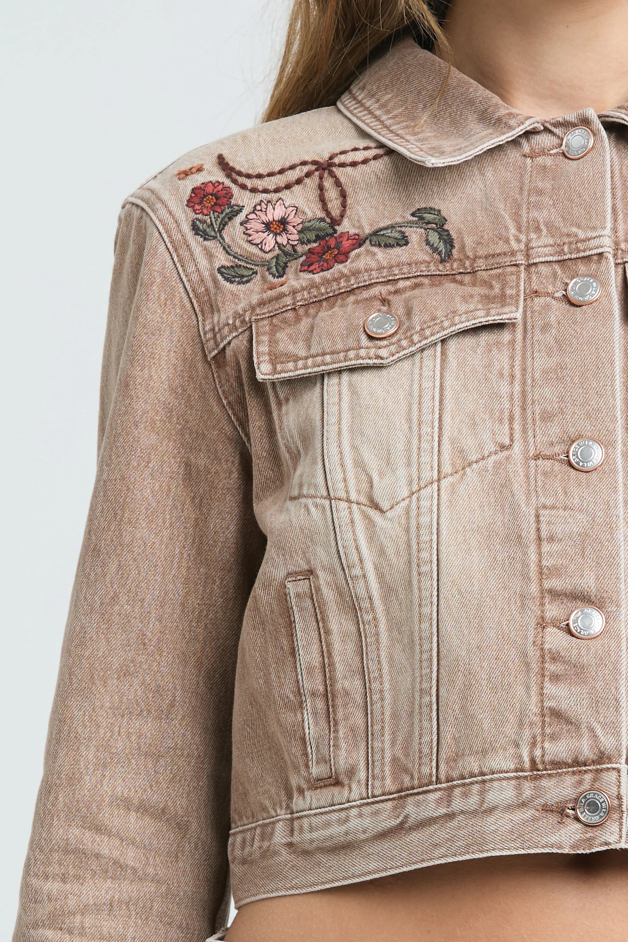 Rodeo Rose Cropped Denim Jacket