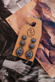 Western Denim Stone Concho Earrings