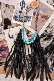 Turquoise After Dark Fringe Necklace