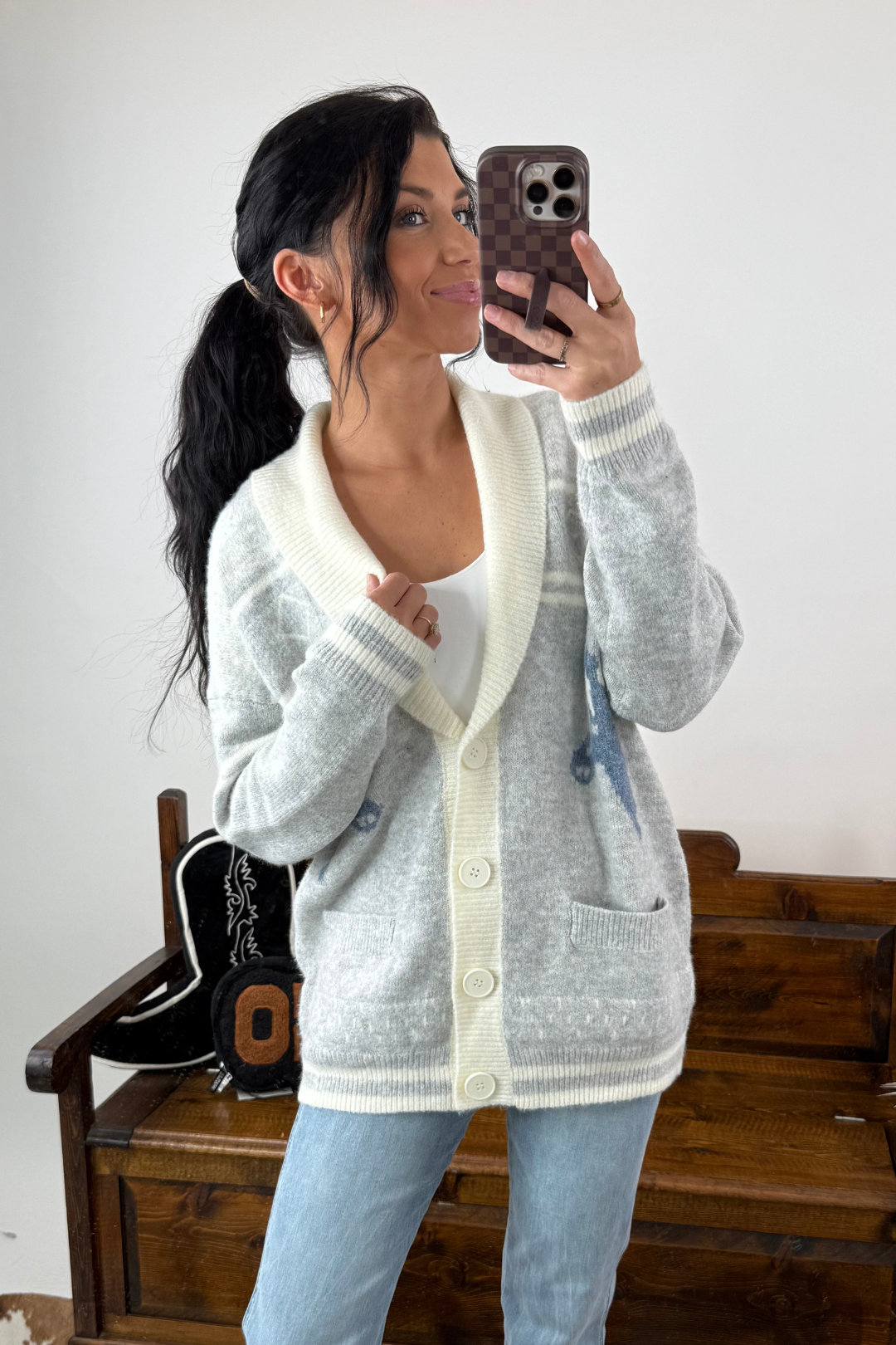 Prairie Frost Horse Cardigan