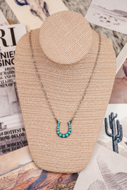 Western Turquoise Small Horseshoe Necklace