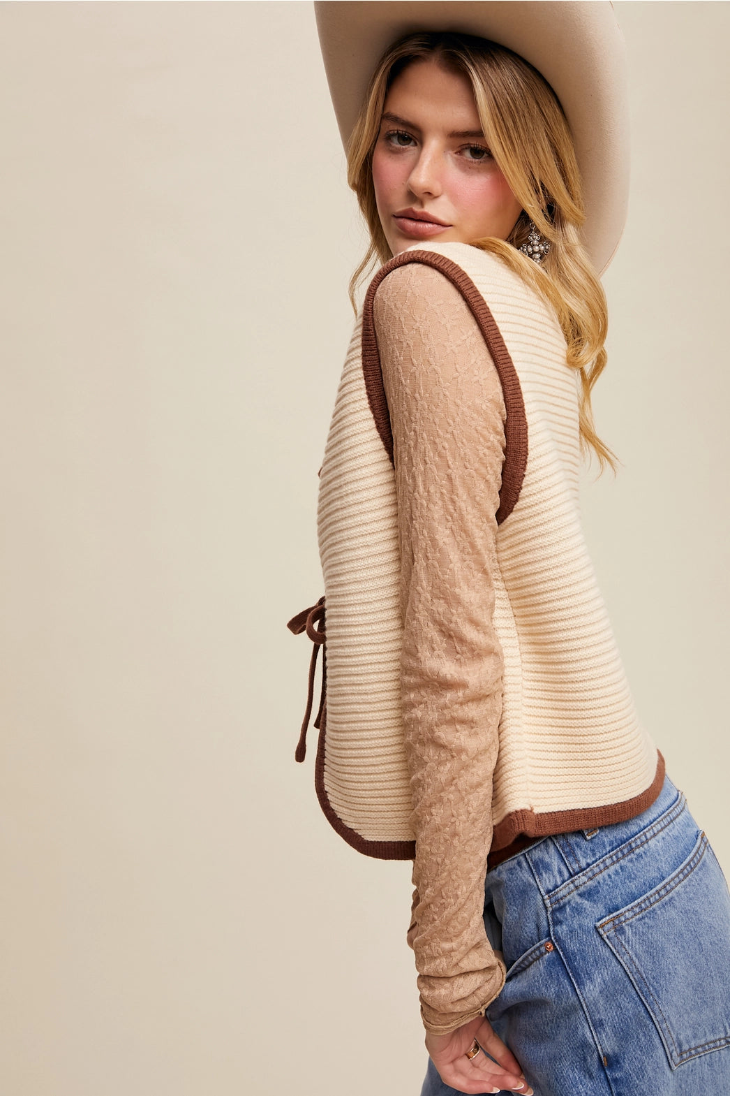 Saddle Ridge Tie-Front Knit Vest