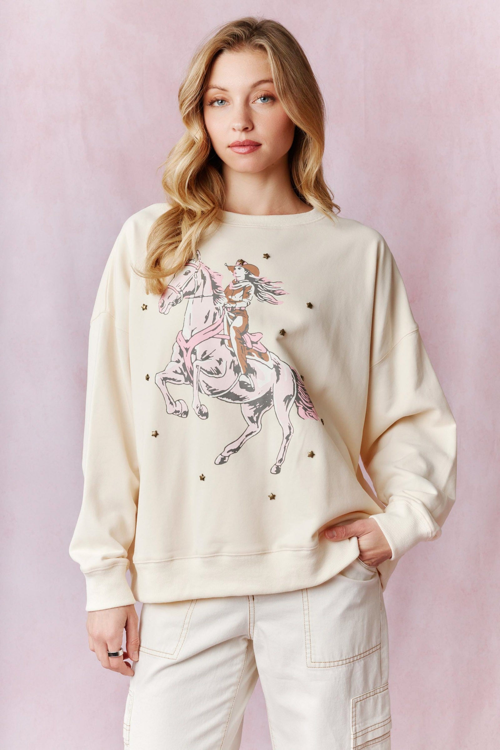 Blush Bronco Starburst Sweatshirt