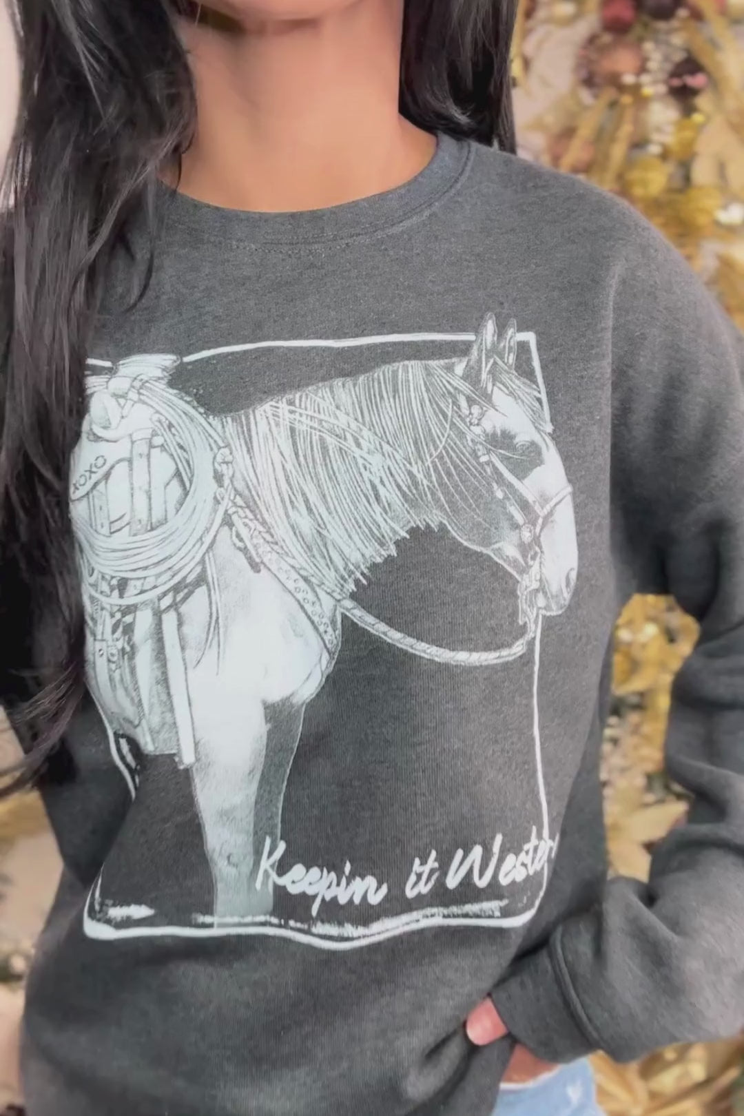 Load video: Keepin’ It Western Graphic Sweatshirt